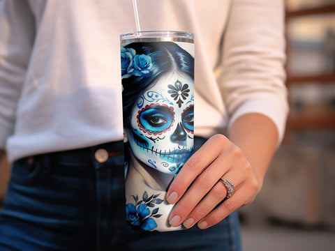 Floral Sugar Skull Tumbler wrap Sublimation Luvleigh Digitals 