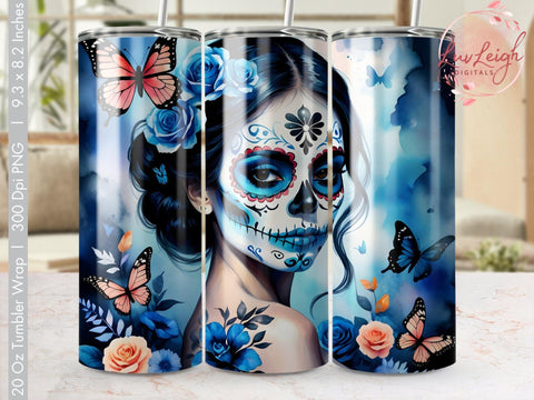 Floral Sugar Skull Tumbler wrap Sublimation Luvleigh Digitals 