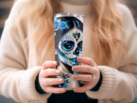 Floral Sugar Skull Tumbler wrap Sublimation Luvleigh Digitals 