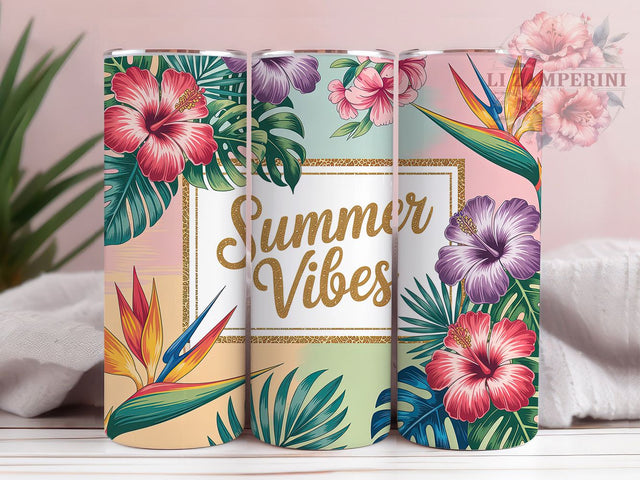 Floral Summer Garden Tumbler Wrap, Floral Pattern Gift, Garden Summer Theme, Botanical Tumbler, Flower Lover Gift, Summer Bloom Design, Feminine Summer Art Sublimation Li Zamperini 