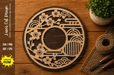 Floral Sun Circle SVG | Nature Mandala Laser Cut File | Glowforge CNC DXF PNG EPS SVG Regulrcrative 