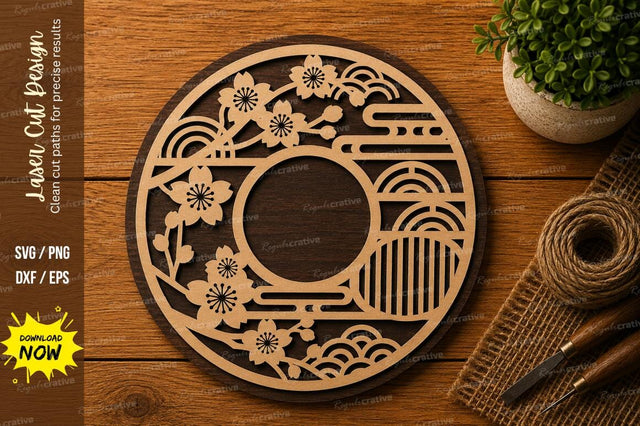 Floral Sun Circle SVG | Nature Mandala Laser Cut File | Glowforge CNC DXF PNG EPS SVG Regulrcrative 