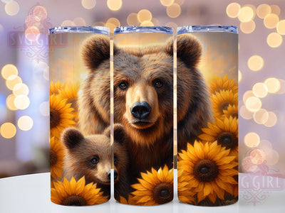 Floral Sunflower Mama Bear Tumbler, Sunflower Bear Tumbler, Rustic Bear Wrap, Whimsical Bear Wrap, Floral Bear Wrap, Sublimation Design, Trendy Gift Idea Sublimation SvggirlplusArt 