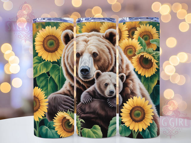 Floral Sunflower Mama Bear Tumbler, Sunflower Bear Tumbler, Rustic Bear Wrap, Whimsical Bear Wrap, Floral Bear Wrap, Sublimation Design, Trendy Gift Idea Sublimation SvggirlplusArt 