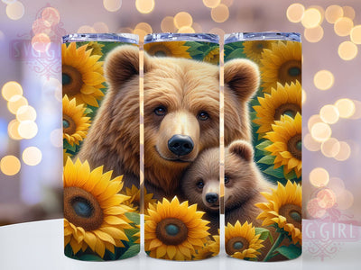 Floral Sunflower Mama Bear Tumbler, Sunflower Bear Tumbler, Rustic Bear Wrap, Whimsical Bear Wrap, Floral Bear Wrap, Sublimation Design, Trendy Gift Idea Sublimation SvggirlplusArt 