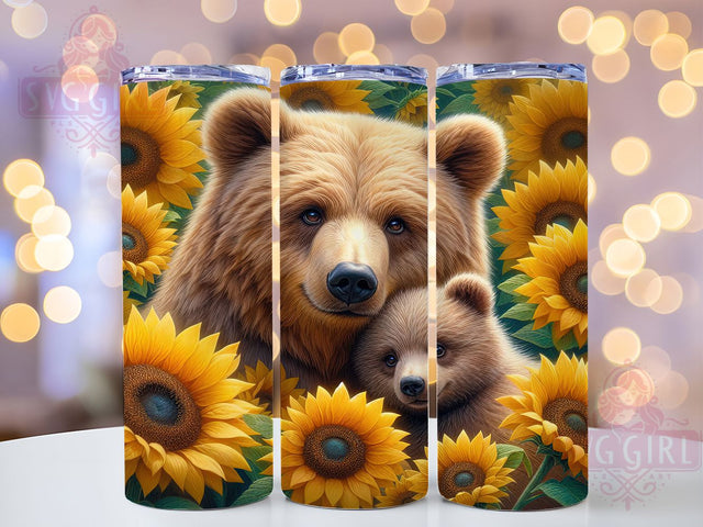 Floral Sunflower Mama Bear Tumbler, Sunflower Bear Tumbler, Rustic Bear Wrap, Whimsical Bear Wrap, Floral Bear Wrap, Sublimation Design, Trendy Gift Idea Sublimation SvggirlplusArt 