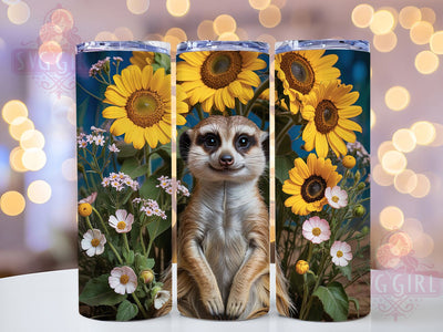 Floral Sunflower Meerkat Tumbler, Cute Meerkat Tumbler, Whimsical Animal Wrap, Rustic Meerkat Wrap, Floral Wildlife Wrap, Sublimation Design, Trendy Gift Idea Sublimation SvggirlplusArt 