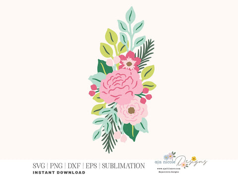 Floral SVG Bouquet Clipart SVG Aja Nicole Designs 
