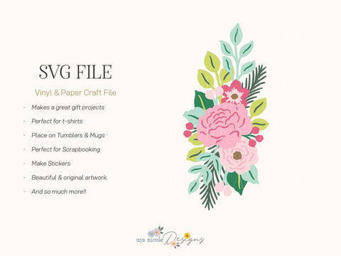 Floral SVG Bouquet Clipart SVG Aja Nicole Designs 