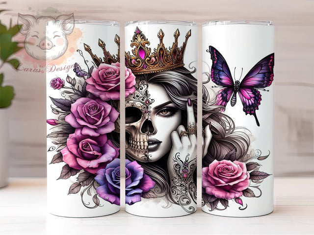 Floral Tattoo Woman 20oz Tumbler Png, Straight & Tapered Tumbler Png, Badass Woman Tumbler Png, Digital Download PNG Sublimation Lara' s Designs 