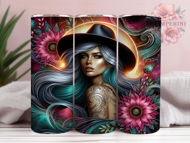 Floral Tattoo Woman Tumbler, Floral Girl Tumbler, Boho Tattoo Cup Design, Inked Woman Tumbler PNG, 20oz Tattoo Tumbler, Aesthetic Floral Tumbler Wrap, Artistic Woman Cup Design Sublimation Li Zamperini 
