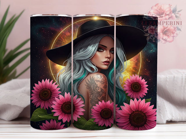 Floral Tattoo Woman Tumbler, Floral Girl Tumbler, Boho Tattoo Cup Design, Inked Woman Tumbler PNG, 20oz Tattoo Tumbler, Aesthetic Floral Tumbler Wrap, Artistic Woman Cup Design Sublimation Li Zamperini 