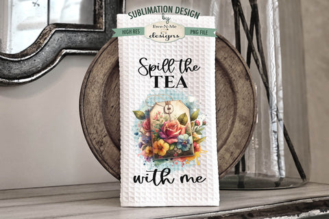 Floral Tea Bags Kitchen Dish Towel Sublimation Design Sublimation Ewe-N-Me Designs 