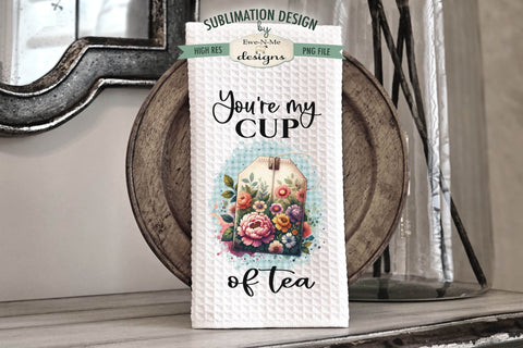 Floral Tea Bags Kitchen Dish Towel Sublimation Design Sublimation Ewe-N-Me Designs 