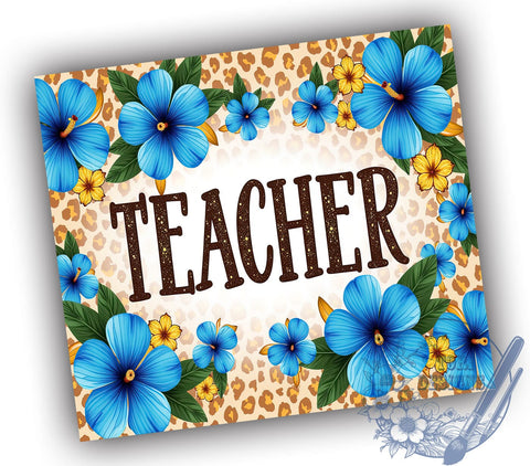 Floral Teacher 20oz Skinny Tumbler PNG, Back to School Tumbler Wrap, Sublimation Design, Straight & Tapered Tumbler Wrap, Instant Digital Download Sublimation ToriDesigns 