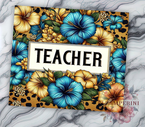 Floral Teacher 20oz Tumbler Wrap PNG, Back to School Tumbler PNG Sublimation Design, Straight & Tapered Tumbler Wrap, Instant Digital Download Sublimation Li Zamperini 