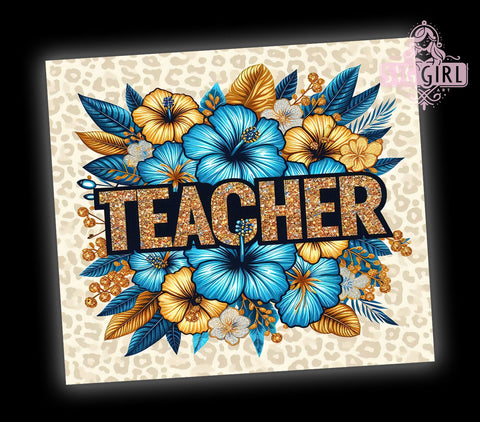 Floral Teacher 20oz Tumbler Wrap Sublimation Design, Straight Tapered Tumbler Wrap, Back to School Tumbler Png, Instant Digital Download Sublimation SvggirlplusArt 
