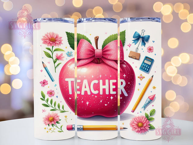 Floral Teacher 20oz Tumbler Wrap Sublimation Design, Straight Tapered Tumbler Wrap, Teacher Tumbler Png, Instant Digital Download Sublimation SvggirlplusArt 