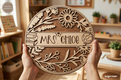 Floral Teacher Door Sign SVG SVG SvgOcean 