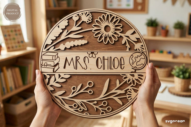 Floral Teacher Door Sign SVG SVG SvgOcean 