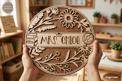 Floral Teacher Door Sign SVG SVG SvgOcean 