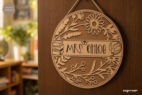 Floral Teacher Door Sign SVG SVG SvgOcean 