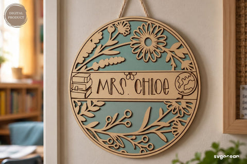 Floral Teacher Door Sign SVG SVG SvgOcean 