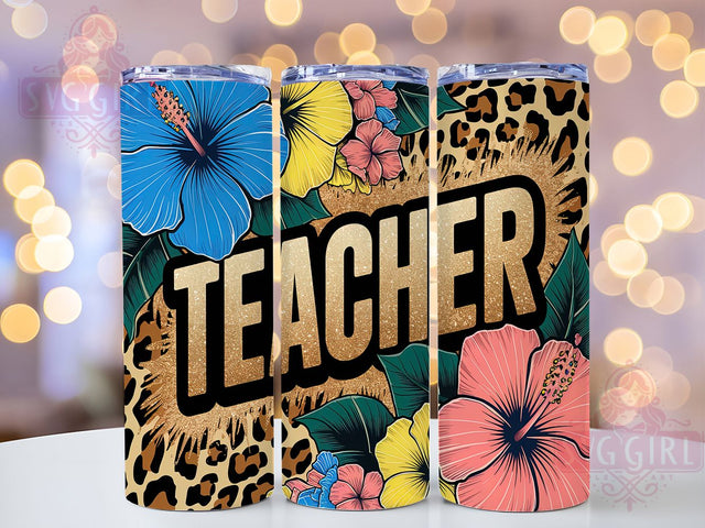 Floral Teacher Gift 20oz Tumbler, Floral Tumbler, Teacher Gift Tumbler, Educator Tumbler, Back to School Tumbler, 20oz Sublimation Wrap, Teacher Appreciation Tumbler Sublimation SvggirlplusArt 