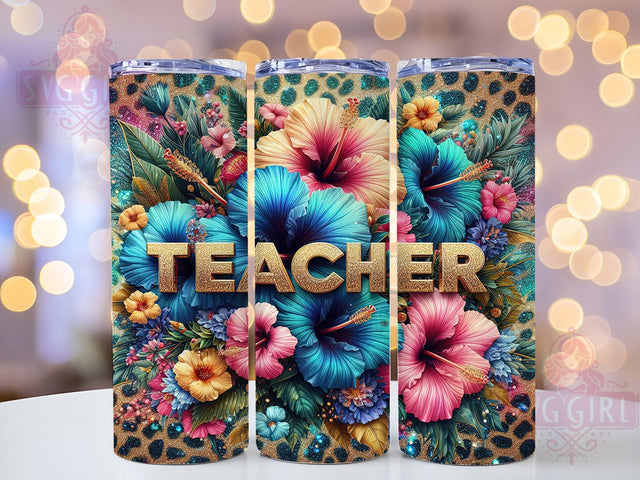 Floral Teacher Gift 20oz Tumbler, Floral Tumbler, Teacher Gift Tumbler, Educator Tumbler, Back to School Tumbler, 20oz Sublimation Wrap, Teacher Appreciation Tumbler Sublimation SvggirlplusArt 
