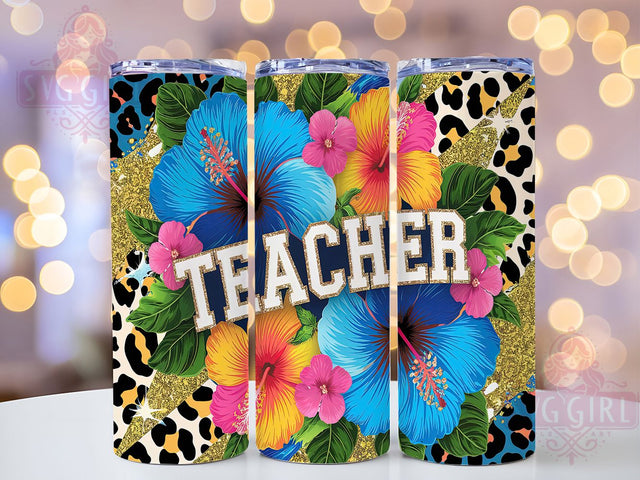 Floral Teacher Gift 20oz Tumbler, Floral Tumbler, Teacher Gift Tumbler, Educator Tumbler, Back to School Tumbler, 20oz Sublimation Wrap, Teacher Appreciation Tumbler Sublimation SvggirlplusArt 