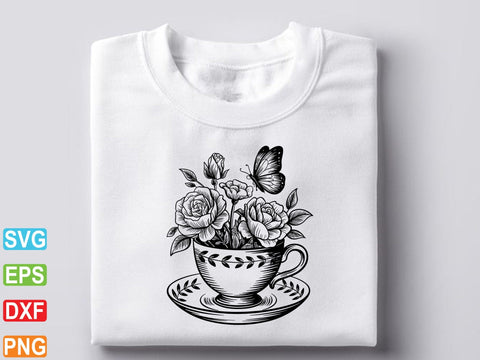 Floral Teapot & Teacup SVG, Tea Pot Cut Files SVG artprintfile 