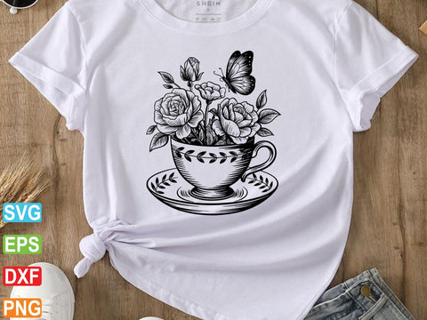 Floral Teapot & Teacup SVG, Tea Pot Cut Files SVG artprintfile 