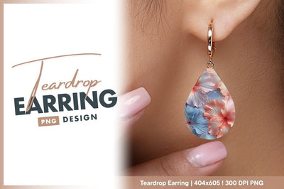 Floral Teardrop Earring Design Png Template Sublimation Regulrcrative 