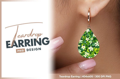 Floral teardrop earring png design template Sublimation Regulrcrative 