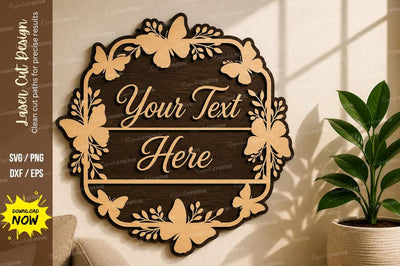 Floral Text Frame laser Cut svg Cutting file SVG Regulrcrative 