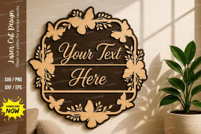Floral Text Frame laser Cut svg Cutting file SVG Regulrcrative 