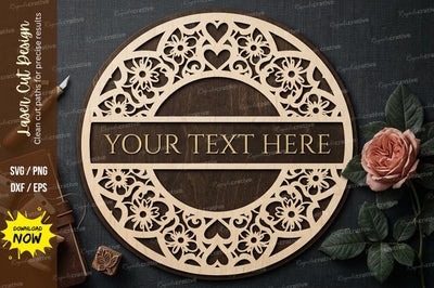 Floral Text Frame laser Cut svg Cutting file SVG Regulrcrative 