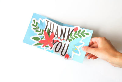 Floral Thank You Pop Up Card Print and Cut SVG 3D Paper Risa Rocks It 