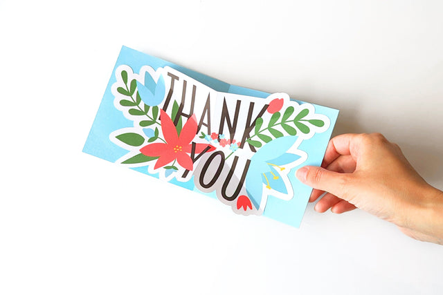 Floral Thank You Pop Up Card Print and Cut SVG 3D Paper Risa Rocks It 