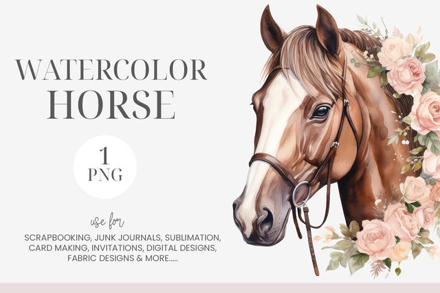 Floral Thoroughbred Horse Clipart Sublimation BijouBay 