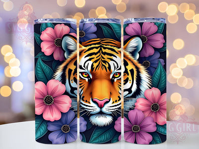 Floral Tiger 20oz Tumbler Wrap, Floral Tiger, Tiger Tumbler, 20oz Tumbler, Sublimation Wrap, Animal Design, Custom Tumbler, Wildlife Gift Sublimation SvggirlplusArt 