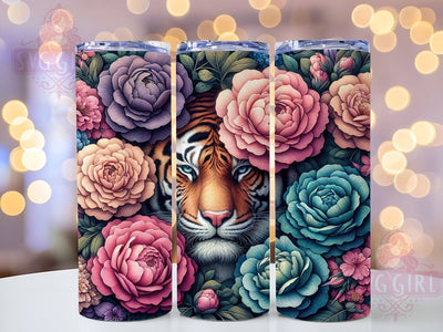 Floral Tiger 20oz Tumbler Wrap, Floral Tiger, Tiger Tumbler, 20oz Tumbler, Sublimation Wrap, Animal Design, Custom Tumbler, Wildlife Gift Sublimation SvggirlplusArt 