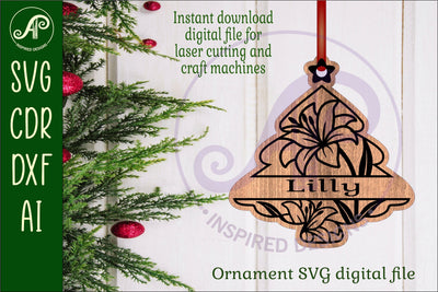 Floral tree Christmas Ornament SVG laser cut design 1 SVG APInspireddesigns 