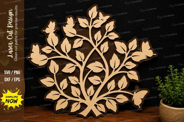Floral Tree Design laser cut svg File SVG Regulrcrative 