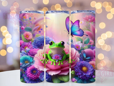 Floral Tree Frog Tumbler, Cute Nature Tumbler, 20oz Tumbler Wrap, Sublimation Design, Amphibian Lover Gift, Botanical Frog Wrap, Wildlife Nature Tumbler Sublimation SvggirlplusArt 