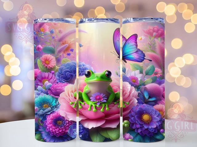 Floral Tree Frog Tumbler, Cute Nature Tumbler, 20oz Tumbler Wrap, Sublimation Design, Amphibian Lover Gift, Botanical Frog Wrap, Wildlife Nature Tumbler Sublimation SvggirlplusArt 