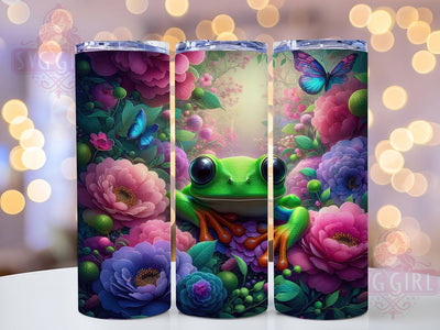 Floral Tree Frog Tumbler, Cute Nature Tumbler, 20oz Tumbler Wrap, Sublimation Design, Amphibian Lover Gift, Botanical Frog Wrap, Wildlife Nature Tumbler Sublimation SvggirlplusArt 