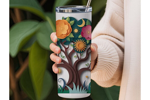 Floral Tree of Life 20oz Tumbler Wrap Sublimation DesignSVG 