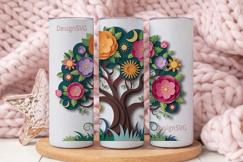 Floral Tree of Life 20oz Tumbler Wrap Sublimation DesignSVG 