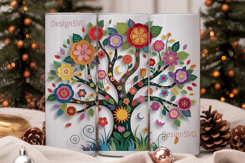 Floral Tree of Life 20oz Tumbler Wrap Sublimation DesignSVG 